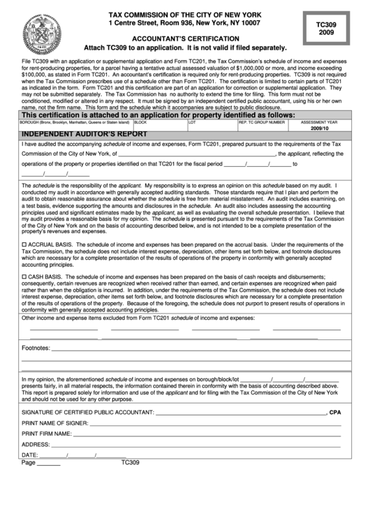 Form Tc309 - Accountant