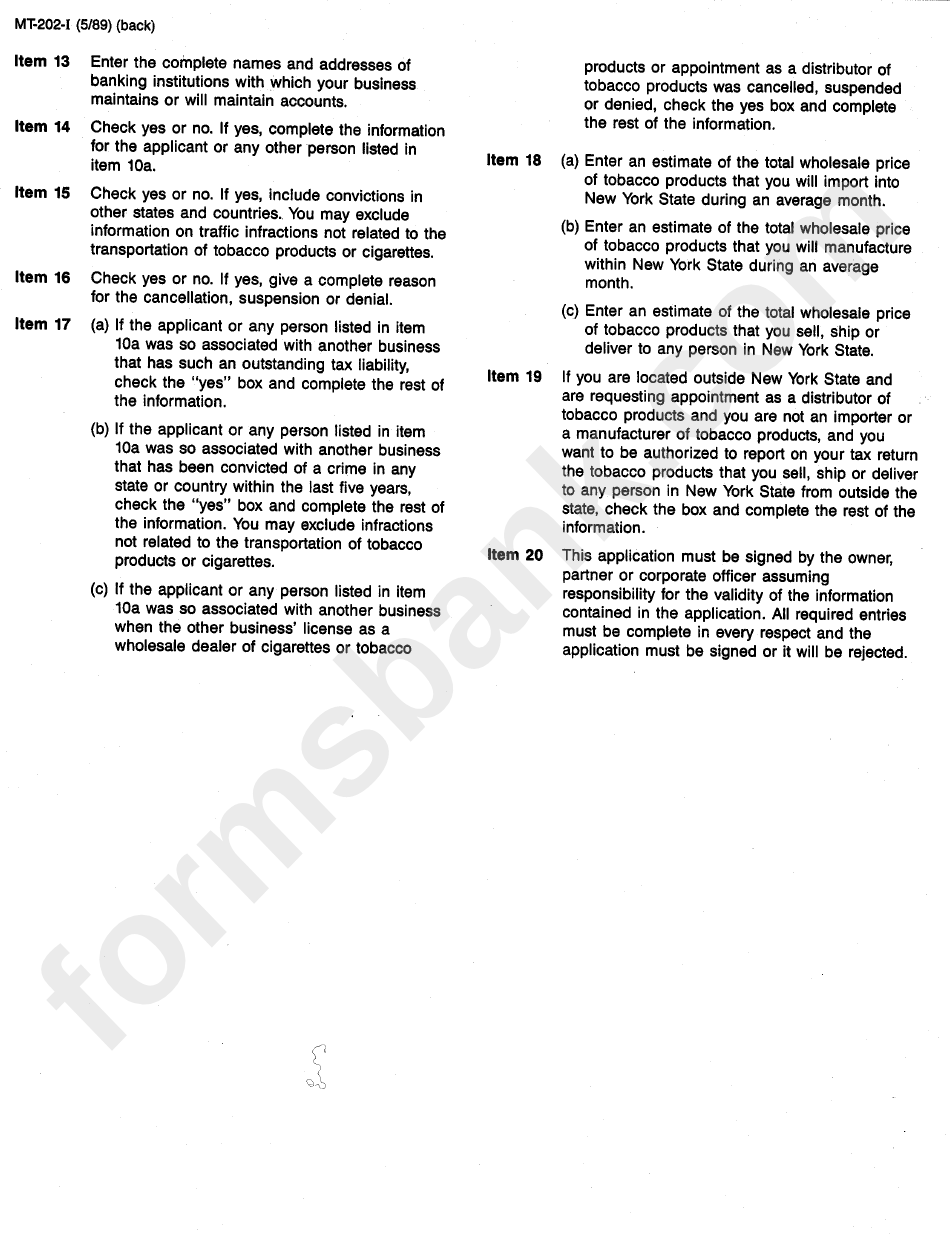 Instructions For Form Mt-202-I - New Tork State Department Of Taxation And Finance