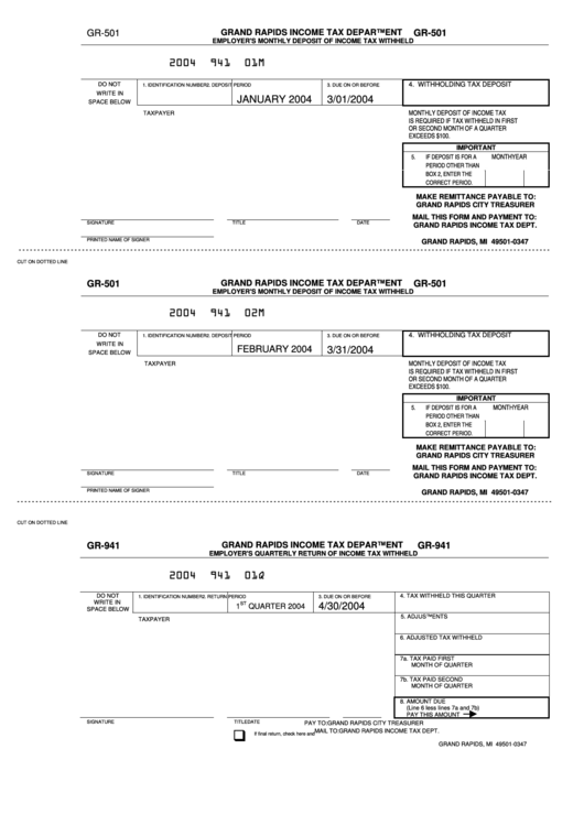 Fillable Form Gr-501 - Employer