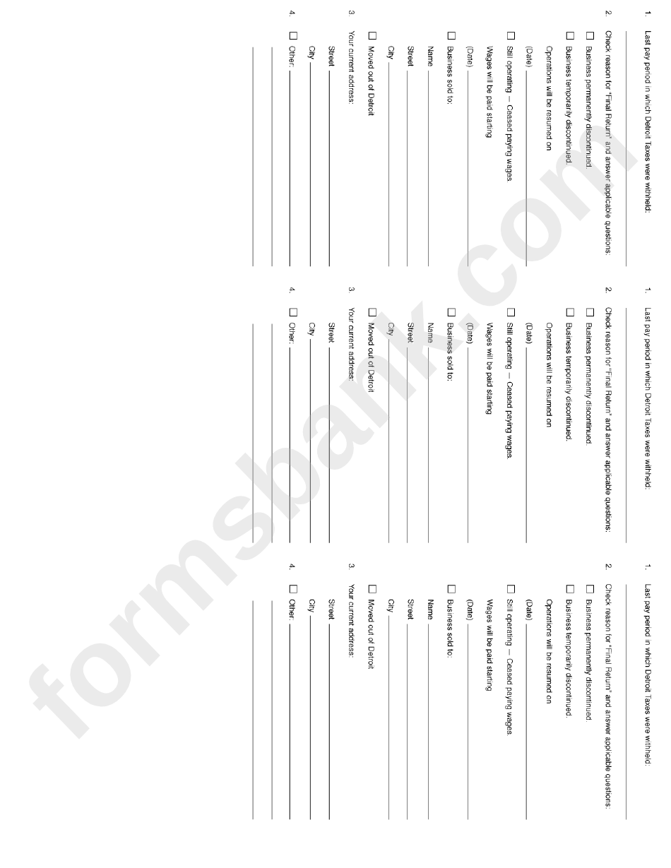 Form D941/501 - Monthly Income Tax Withheld - Detroit