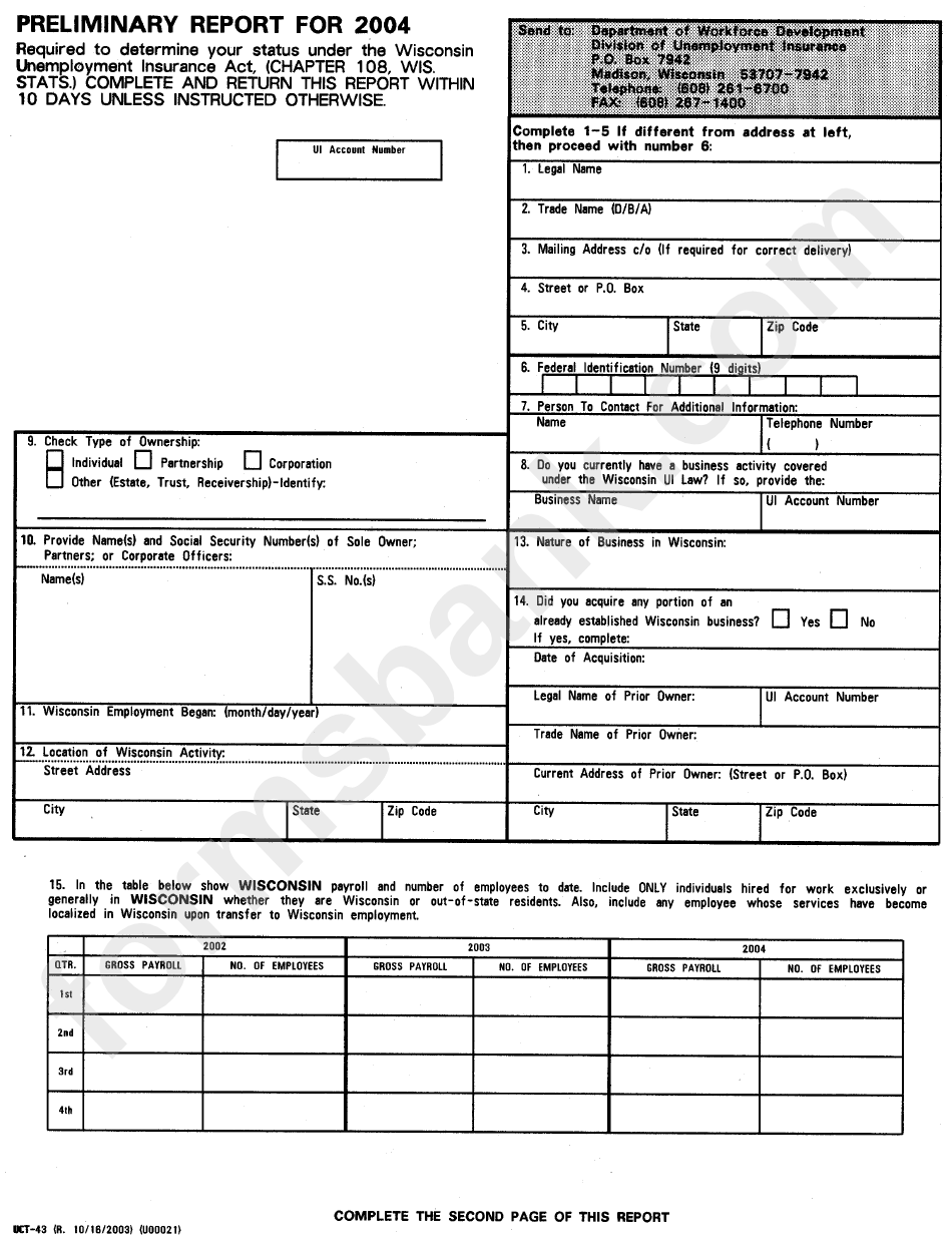 form-uct-43-preliminary-report-2004-printable-pdf-download