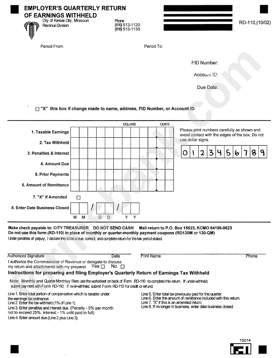 Form Rd-110 - Employer