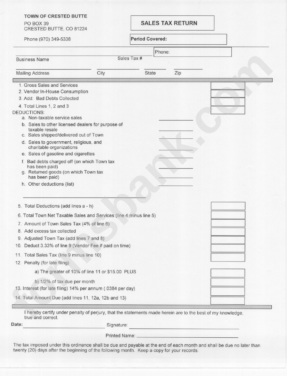 Sales Tax Return