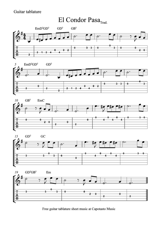 El Condor Pasa Sheet Music Printable pdf