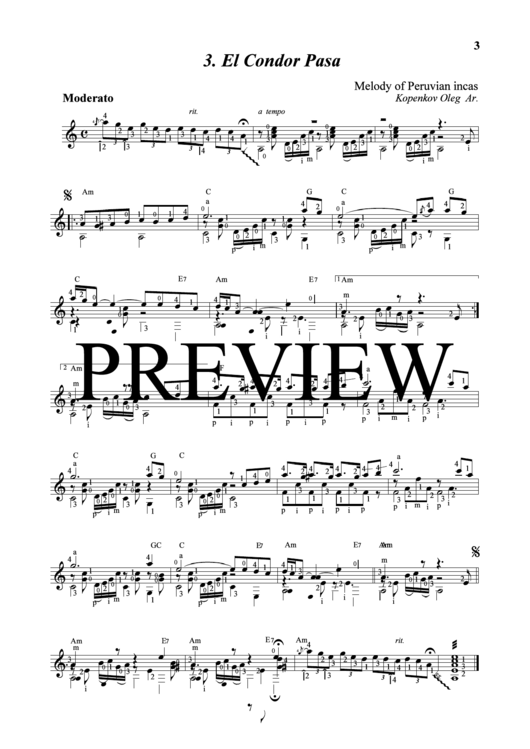 Kopenkov Oleg Ar. - El Condor Pasa Sheet Music Printable pdf