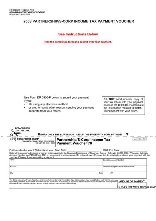 2008 Partnership/s-Corp Income Tax Payment Voucher Printable pdf