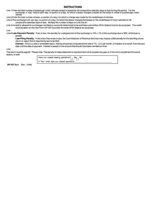 Instructions For Form Op-337 Printable pdf
