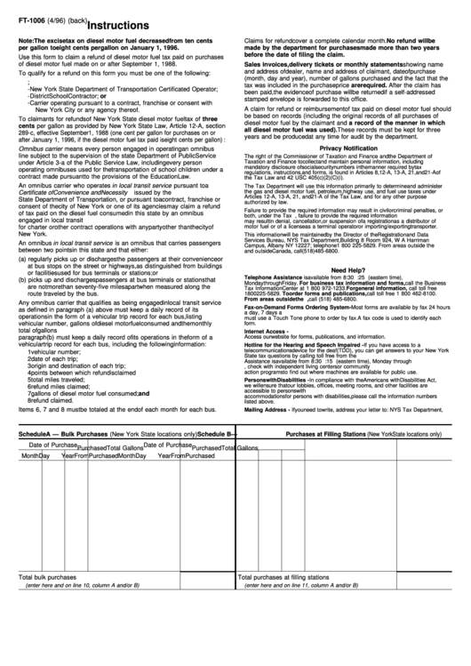 Instructions For Form Ft-1006 Printable pdf