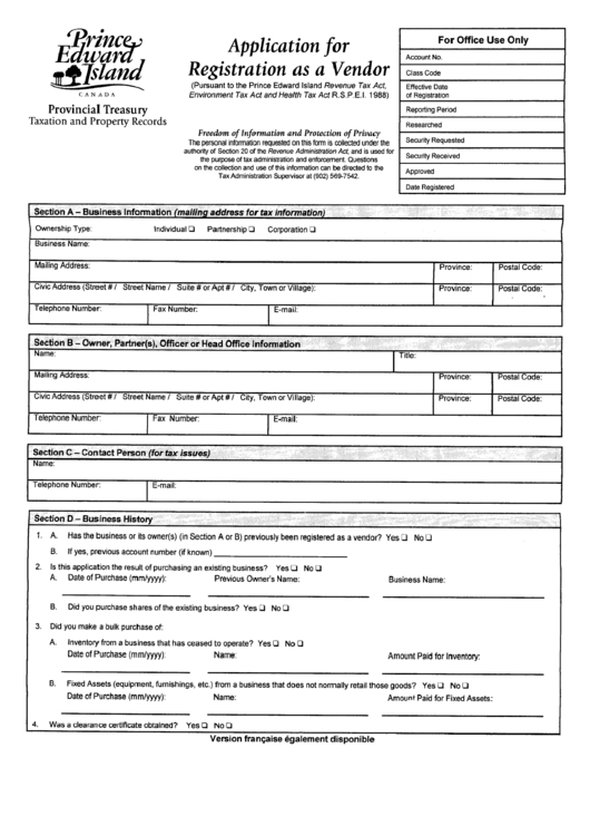 Application Registration As A Vendor Form - 2004 Printable pdf
