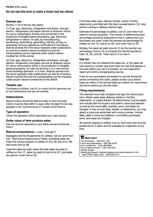 Instructions For Form Pr-955 Printable pdf