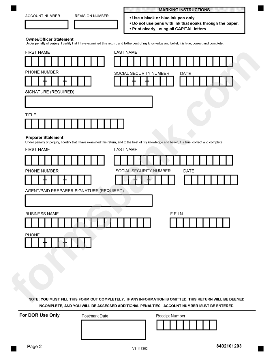 Form 8402b - Nontitled Personal Property Use Tax Business