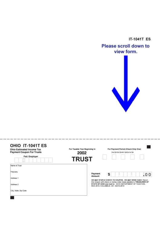 Form It-1041t Es - Trust - 2002 Printable pdf