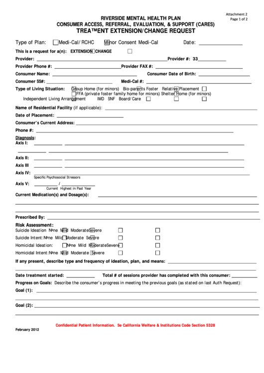 Fillable Treatment Extension/change Request Form Printable pdf