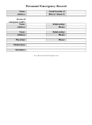 Personnel Emergency Contact Record Form