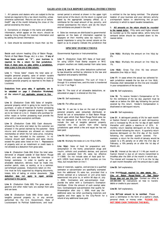 Sales And Use Tax Report Form Louisiana printable pdf download