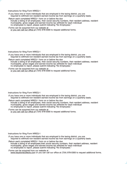 Instructions For Filing Form Nreq-1 Printable pdf