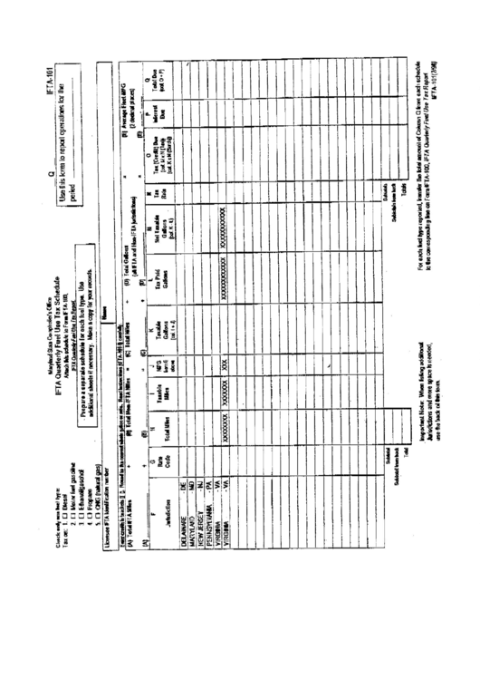 Form Ifta-101 - Ifta Quarterly Fuel Use Tax Schedule Printable pdf