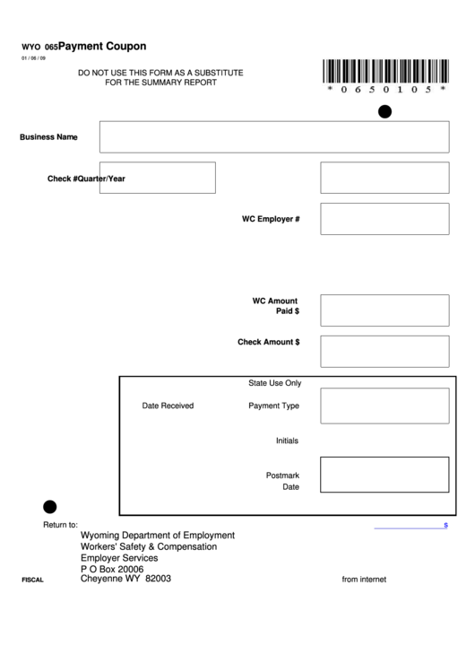 Form Wyo 065 - Payment Coupon Printable pdf