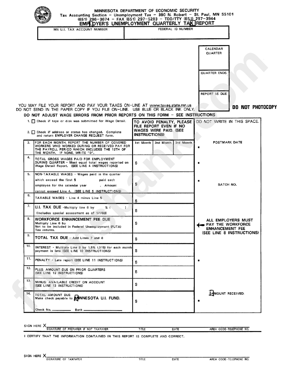quarterly federal unemployment tax form