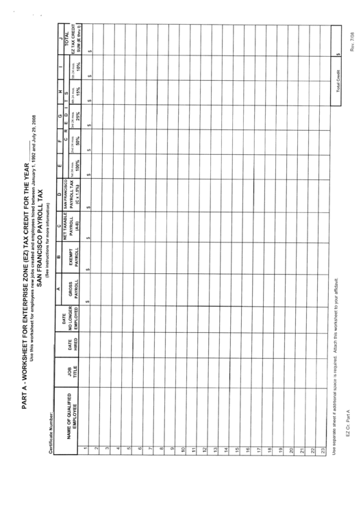 San Francisco Payroll Tax Worksheet printable pdf download