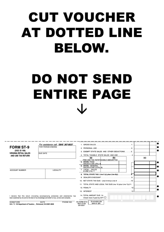 Form St-9 - Virginia Retail Sales And Use Tax Return Printable pdf