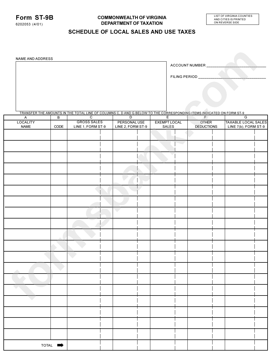 Form St-9 - Virginia Retail Sales And Use Tax Return
