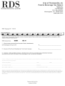 Food And Beverage Tax Return Form - City Of Thomasville