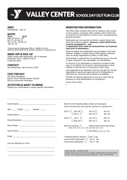 ymca-valley-center-school-day-out-fun-club-enroll-form-printable-pdf
