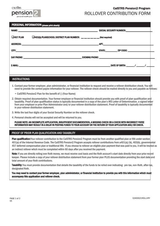 Rollover Contribution Form