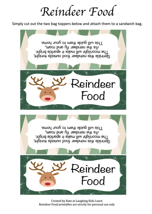 Reindeer Bag Topper Template Printable pdf