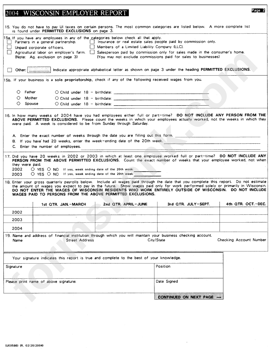 Form Uct-1 - Wisconsin Employer Report