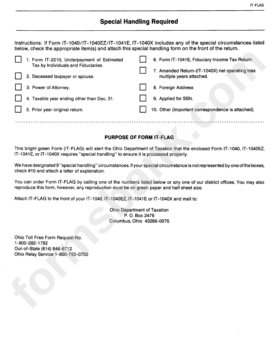 Instructions For Form It Flag Printable Pdf Download