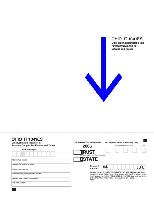 Form It 1041es - Ohio Estimated Income Tax Payment Coupon For Estates And Trusts Printable pdf