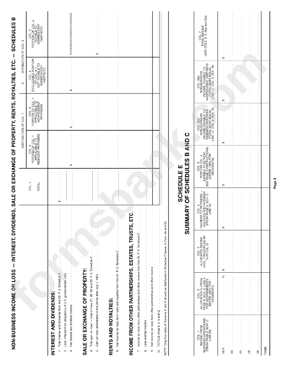 Form D-1065 - City Of Detroit Income Tax Partnership Return - 2003