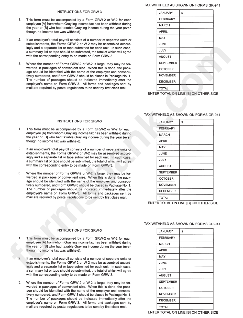 Instructions For Form Grw-3 - Employer