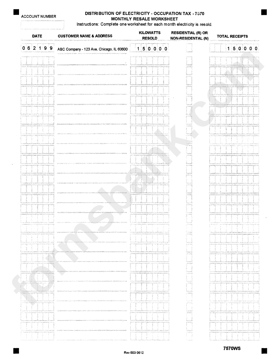 Electricity (Resellers) Tax - 7570 - Site Schedule - Chicago Department Of Revenue Form