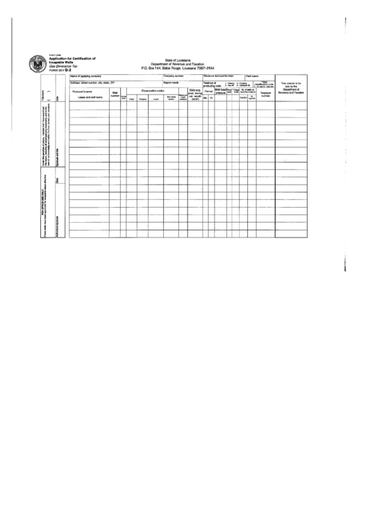 Form G-2 - Application For Certification Of Incapable Wells Printable pdf