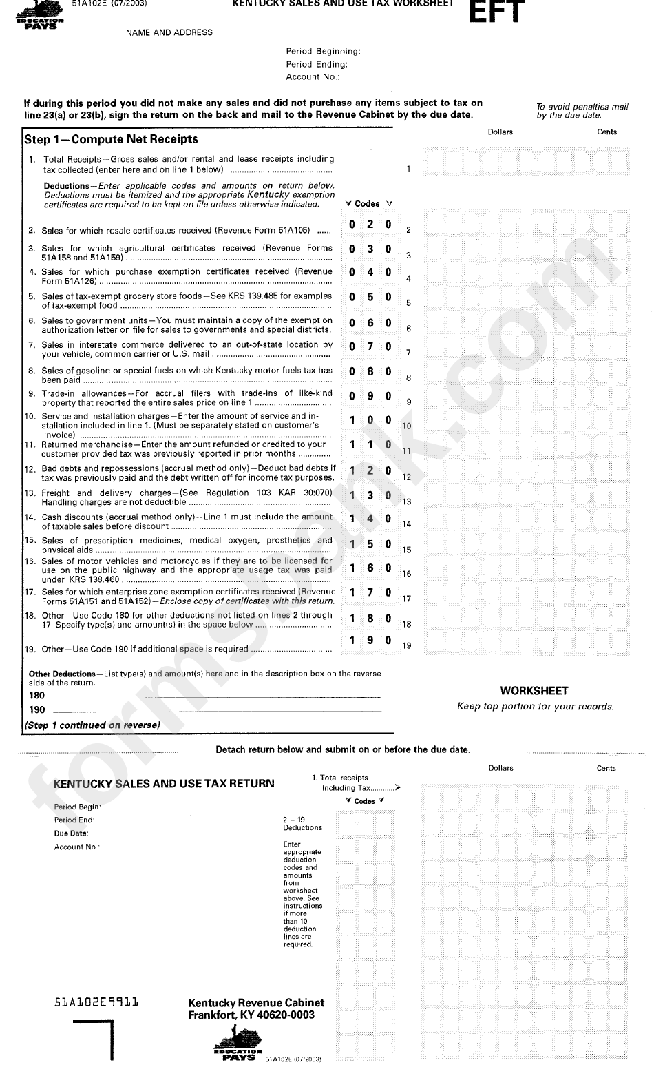Kentucky Sales And Use Tax Worksheet