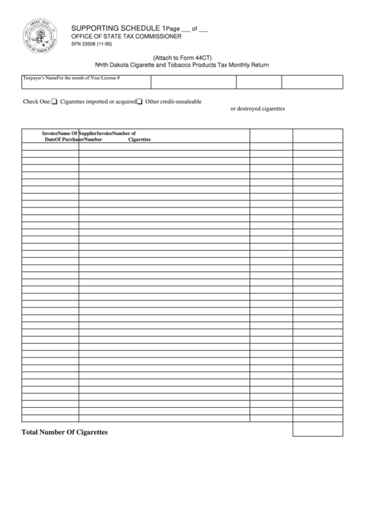 Fillable Form Sfn 23508 - Supporting Schedule 1 printable pdf download