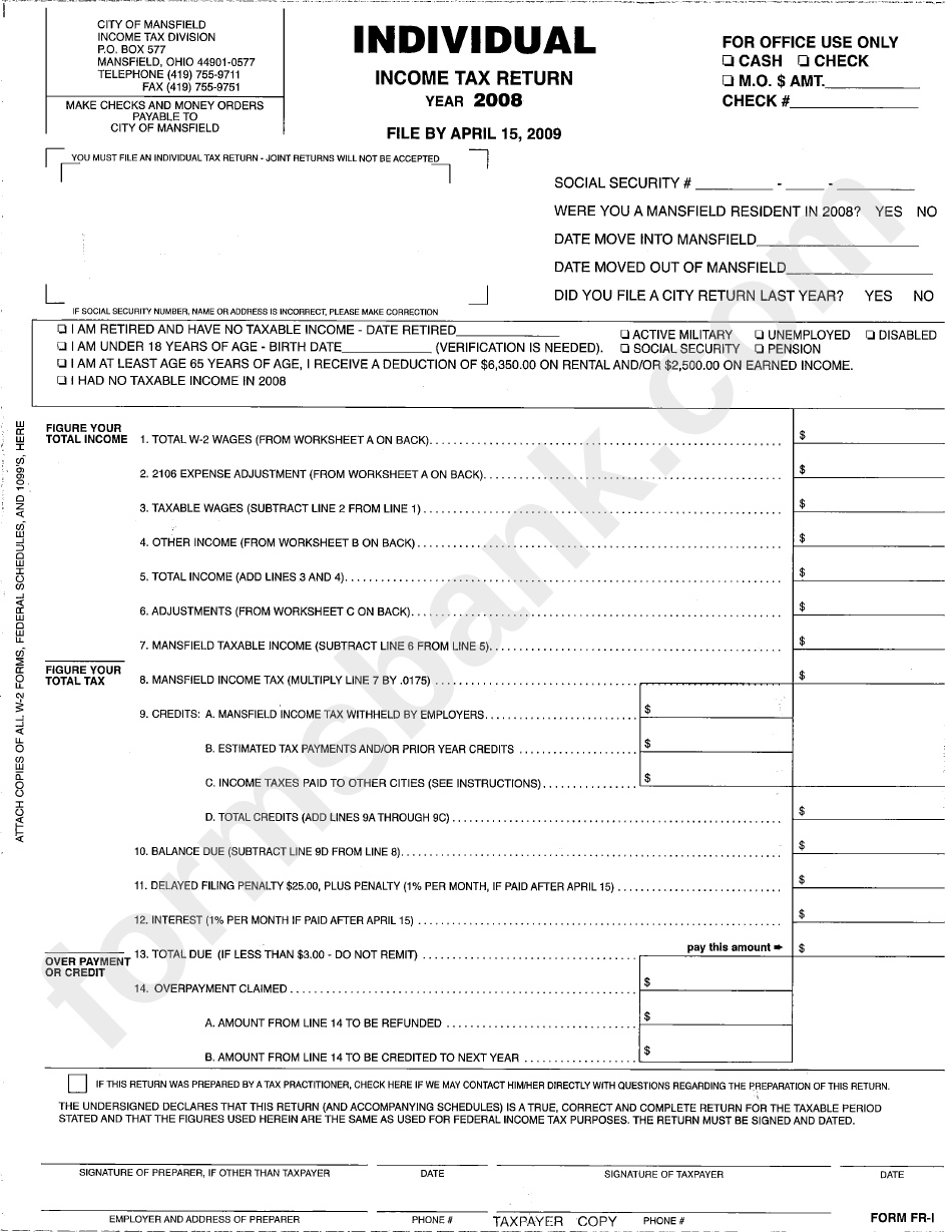 Important City Income Tax Forms - 2008