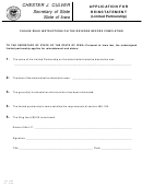 Application For Reinstatement (limited Partnership) Form