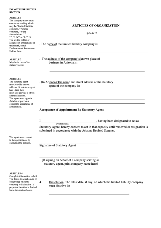 Form Ll:0004 - Articles Of Organization Printable pdf