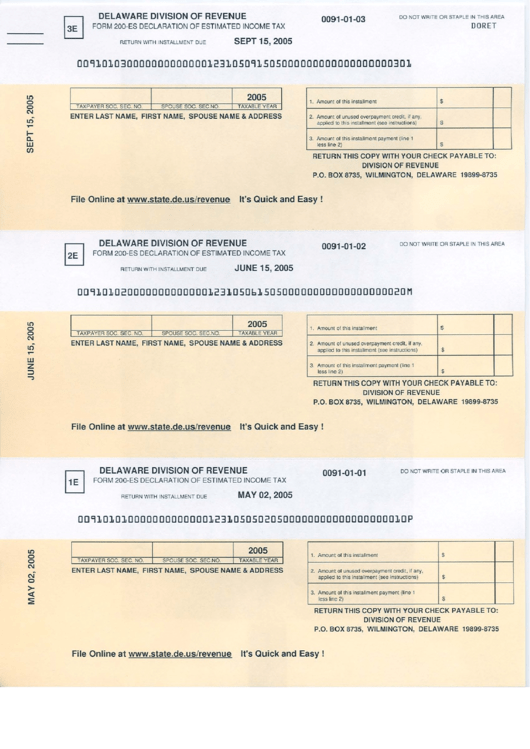 Form 200-Es - Estimated Coupon Scanline Specifications Printable pdf