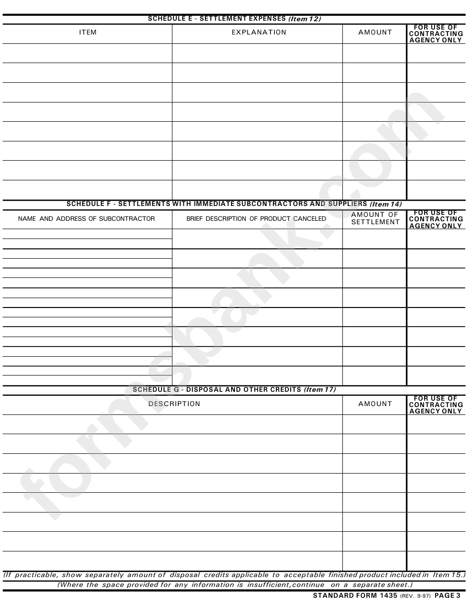 Form 1435 - Settlement Proposal (Inventory Basis) - Regulatory Secretariat Division