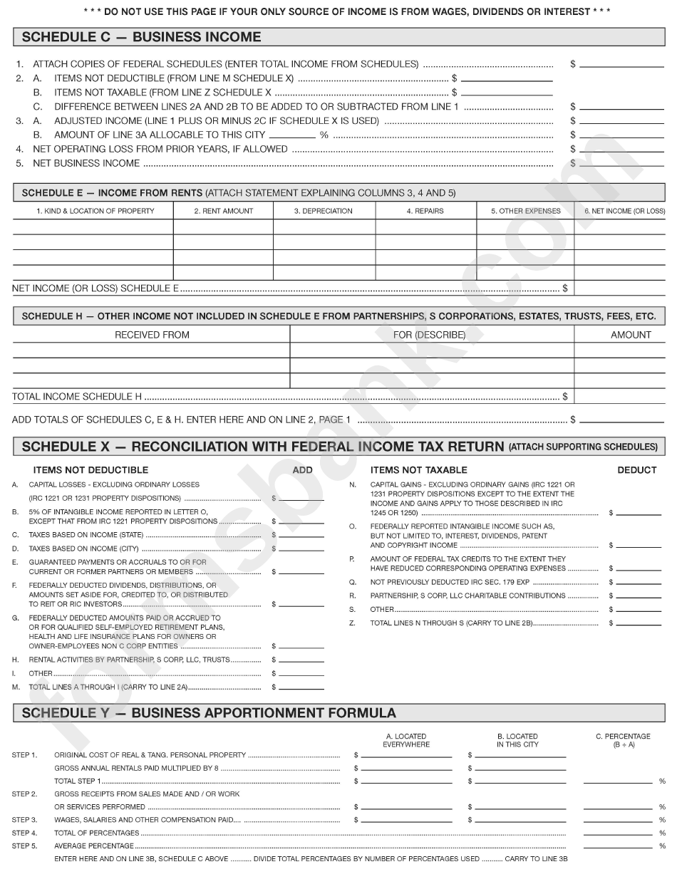 Wapakoneta Income Tax Return Form - City Of Wapakoneta - 2016