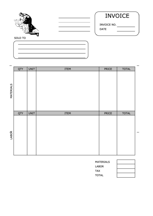 Roofer Invoice Template Printable pdf