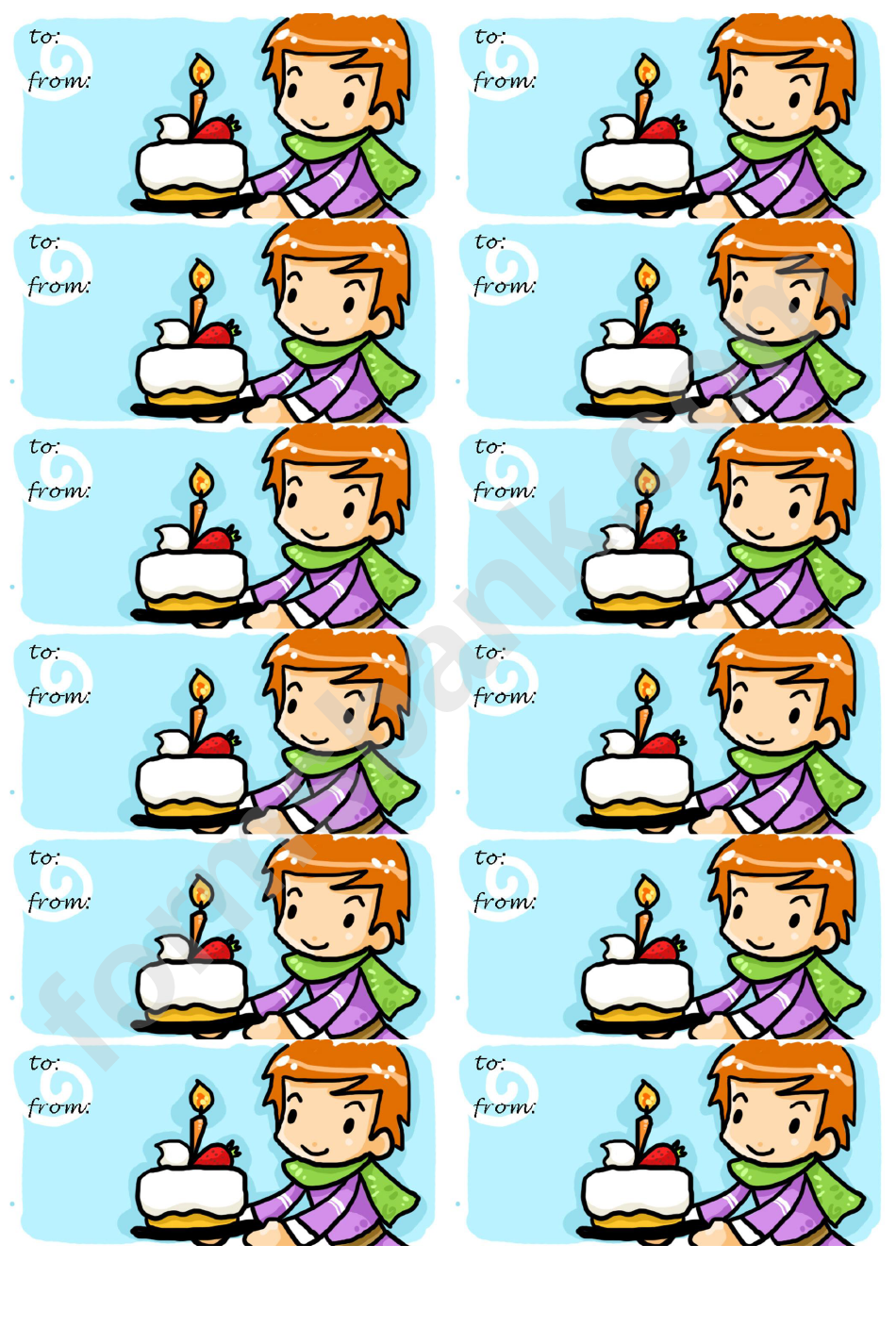 Birthday Cake Gift Tag Template
