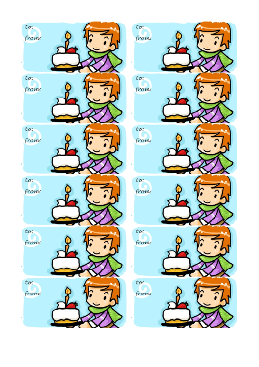 Birthday Cake Gift Tag Template Printable pdf