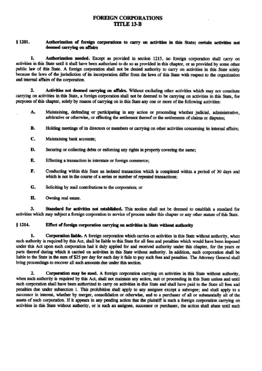 Instructions For Form Corp-8 - Foriegn Corporations Title 13-B - Maine Secretary Of State - 2000 Printable pdf