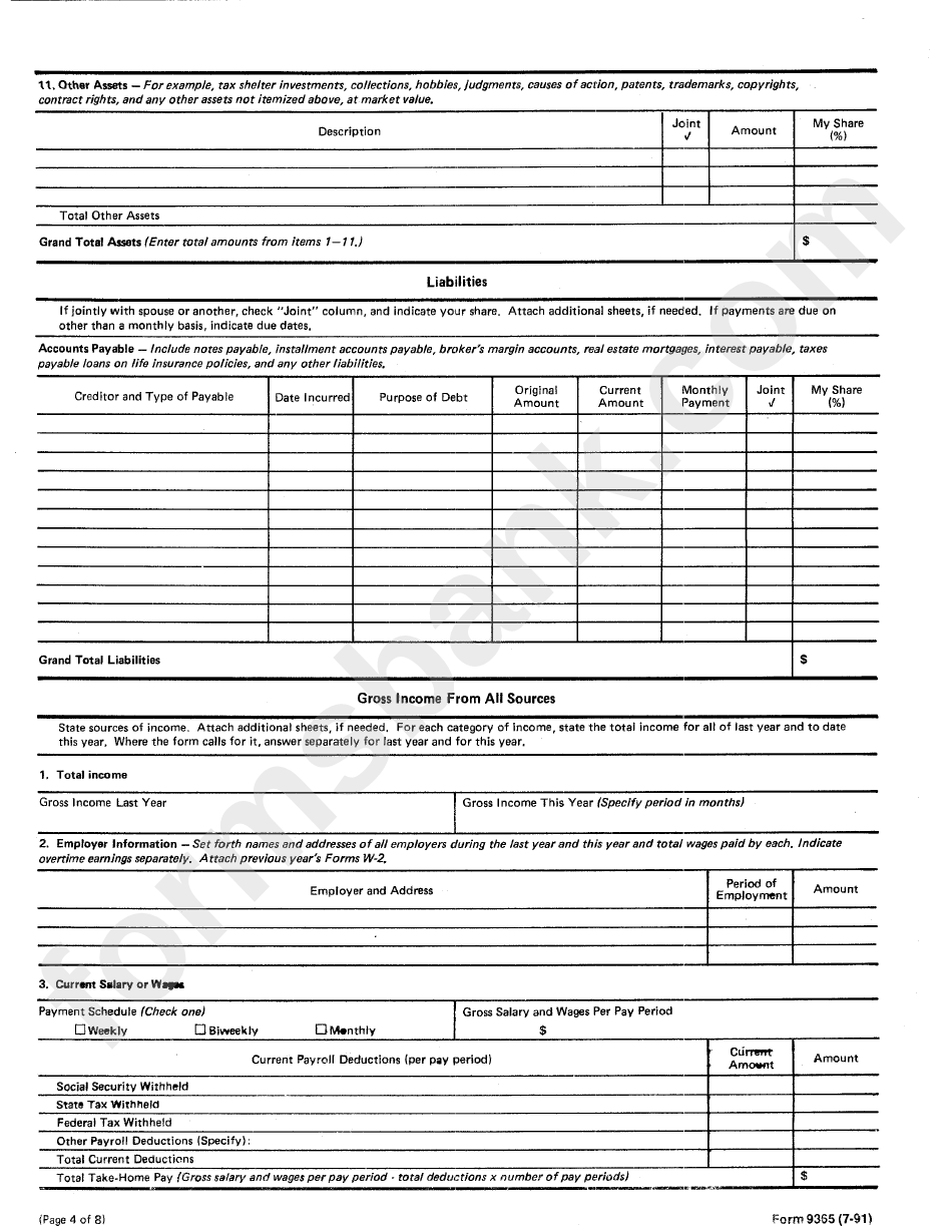 Form 9365 - Application To Proceed In Forma Pauperis